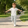 thumbnail image 2 of CHEEREAM Summer Sets For Kids Jogger Pants and Short Sleeve Button Crew Neck Shirt Boys Leisure Active Beach 2-Piece Outfits, 2 of 6