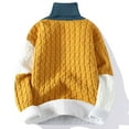 thumbnail image 4 of ZCFZJW Men's Slim Fit Turtleneck Sweater Casual Fall Winter Thermal Warm Long Sleeve Color Block Printed Twisted Knitted Pullover Sweaters Green M, 4 of 8