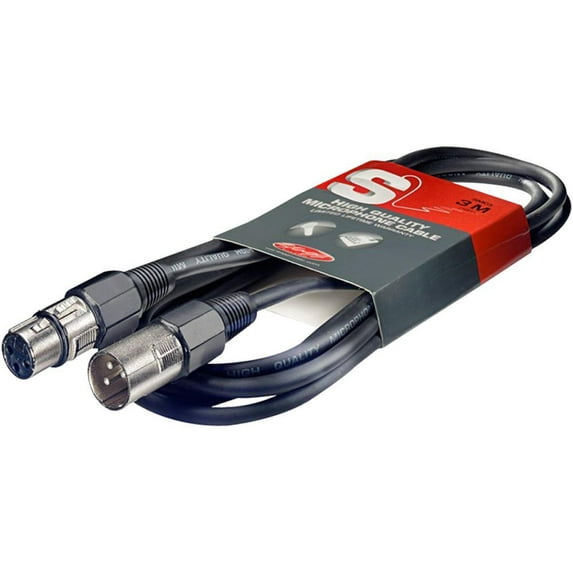 STAGG - 3-Pin XLR Microphone Lead Male to Female, 15m Black