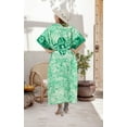 thumbnail image 3 of HAPPY BAY Women's Summer Caftan Maxi Flowy Home Wear Loungewear Dashiki House Dresses for Women 2X-3X Green, Floral, 3 of 4