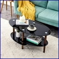 thumbnail image 2 of Black Oval Glass Coffee Table for Living Room - Easy-Clean, 220lbs Capacity, 2 of 9