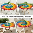 thumbnail image 7 of Rainbow Tie Dye Mandala Pattern Round Fitted Tablecloth with Elastic Edge,Dining Table Cover Waterproof,Outdoor Round Tablecloth for Camping,Dining,Indoor and Outdoor, 7 of 7