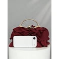 thumbnail image 6 of Women's Elegant Ruffle Evening Clutch Bag with Metal Handle, Floral Inspired Handbag for Wedding Party Prom, 6 of 8