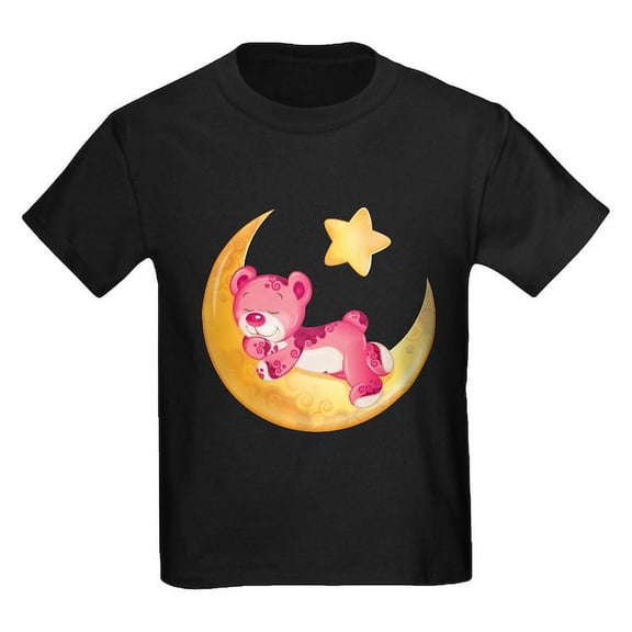 CafePress - Pink Sleepy Teddy On Moon Kids T Shirt - Dark T-Shirt Kids XS-XL