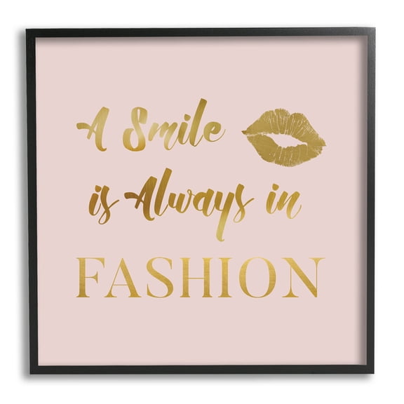 Stupell Industries Smile Always In Fashion Glam Graphic Art Black Framed Art Print Wall Art, Design by Carol Robinson
