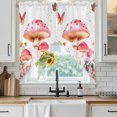 thumbnail image 4 of Pink Mushroom Kitchen Window Curtains, Swag Curtains Valance for Bedroom Living Room Bathroom, Spring Botanical Floral Summer Rod Pocket Window Treatment Curtain Block Drapes 2 Panels 36"x63", 4 of 9