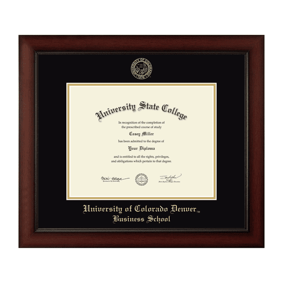 Framerly - CU Denver Business Diploma Frame with Black and Gold Mat