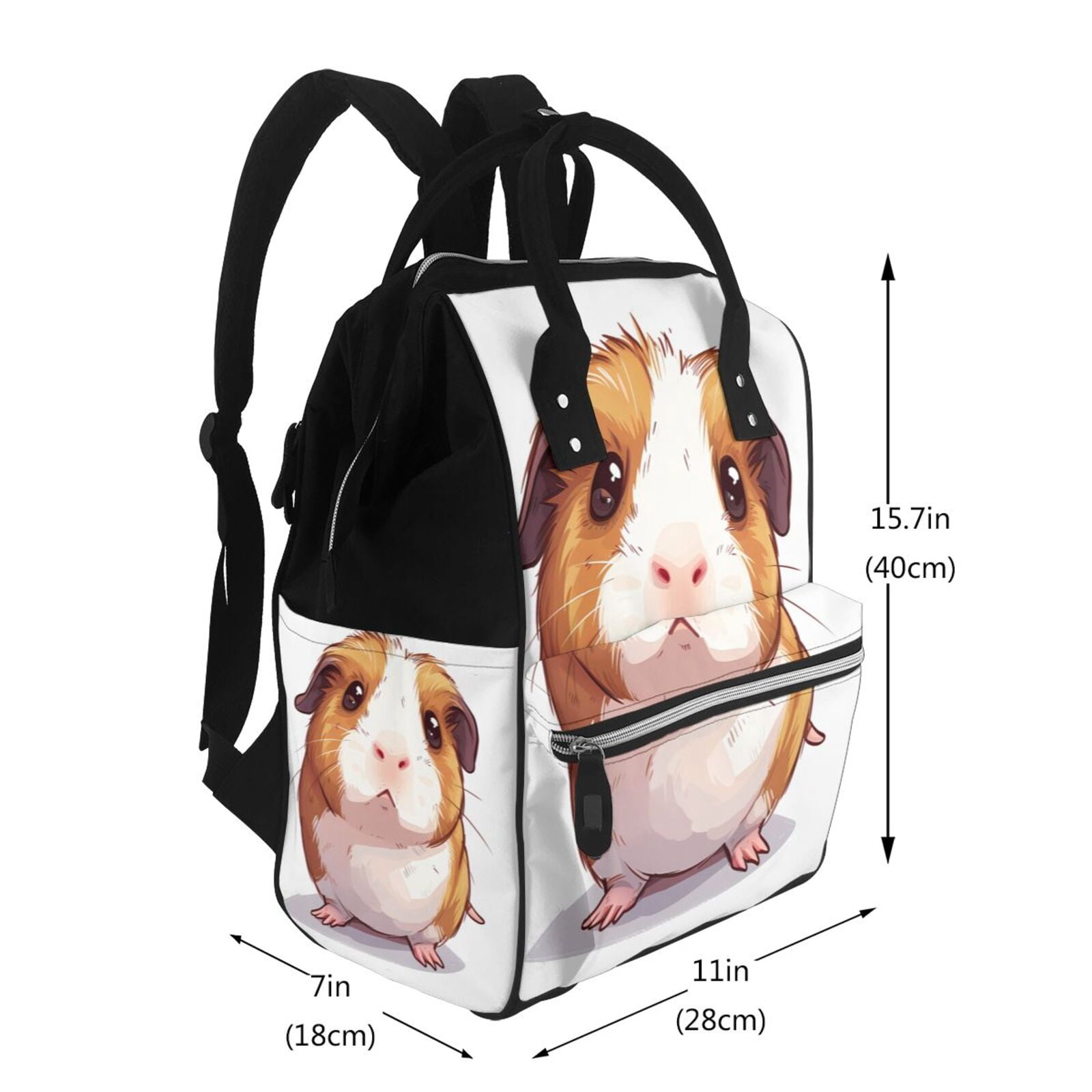 Fuzoiu Cartoon Guinea Pig Print Diaper Bag Backpack,Baby Essentials Travel Tote,Multi function Waterproof Diaper Bag, Travel Essentials Baby Bag - Unisex