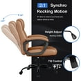 thumbnail image 2 of Misolant Office Chair, Executive Desk Chair, PU Leather Comfortable Executive Chairs with Fixed Armrest, Adjustable Height, Rocking Function, 360° Swivel Wheels, 2 of 6
