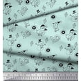 thumbnail image 3 of Soimoi Green Poly Georgette Fabric Heart & Birds Cartoon Print Fabric by Yard 52 Inch Wide, 3 of 3