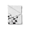 thumbnail image 2 of Board Game Soft Flannel Fleece Blanket, Chess Theme Outline Style Pieces with Abstract Board Design Zigzags Monochrome, Cozy Plush for Indoor and Outdoor Use, 50" x 70", Black White, by Ambesonne, 2 of 5