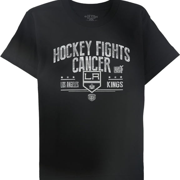 Old Time Hockey Boys Fights Cancer Graphic T-Shirt, Black, Big Kids (8-20), L