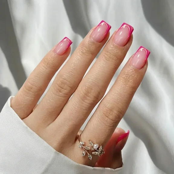 Metallic Petal Square Nails - Press On Nails