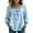 Sky Blue, variant on Women's Summer Casual Blouse Bow Tie Front Neck 3/4 Puff Sleeve Elastic Cuffs Loose Fit Tops