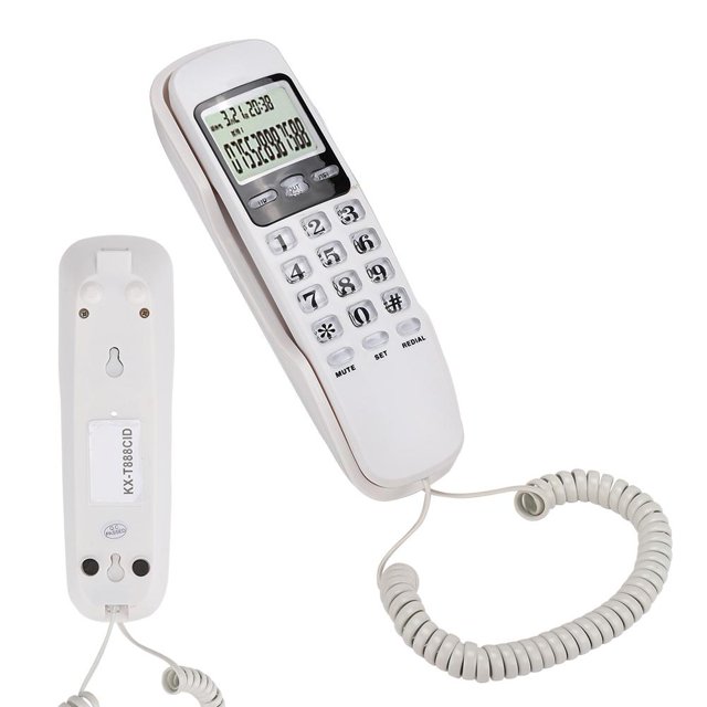 LAFGUR KX-T888CID English White LCD Dispaly Telephone Mini Wall Landline With Dual Caller ID System