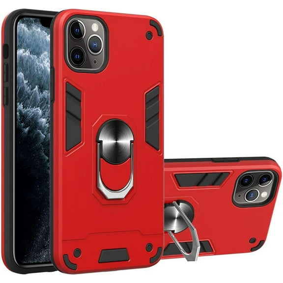 Case for iPhone 11 Pro Max with Built-in 360° Rotating Ring Kickstand Cover, Military-Grade Drop Protection Phone Case, Back Case for iPhone 11 Pro Max (6.5 inch), Red