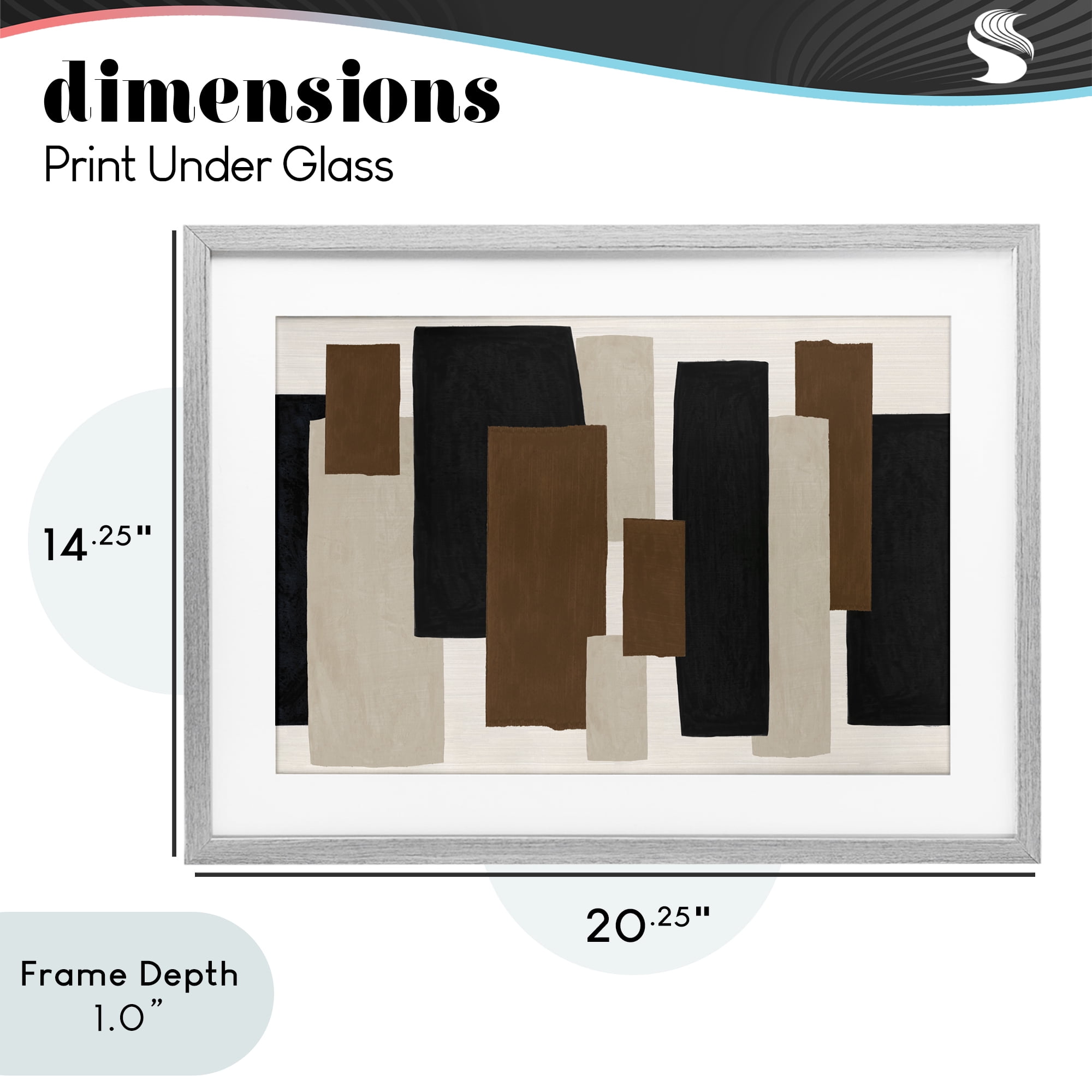 Stupell Industries Minimal Vertical Blocks in Earth Tones Gray Framed Print Under Glass, design by Janet Tava