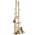 thumbnail image 1 of PawHut 89"-100" Floor to Ceiling Cat Tree w/ Scratching Posts, Brown, 1 of 10