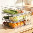 4 pack Stackable Fridge Drawers PullOut Bins Divided Produce Saver