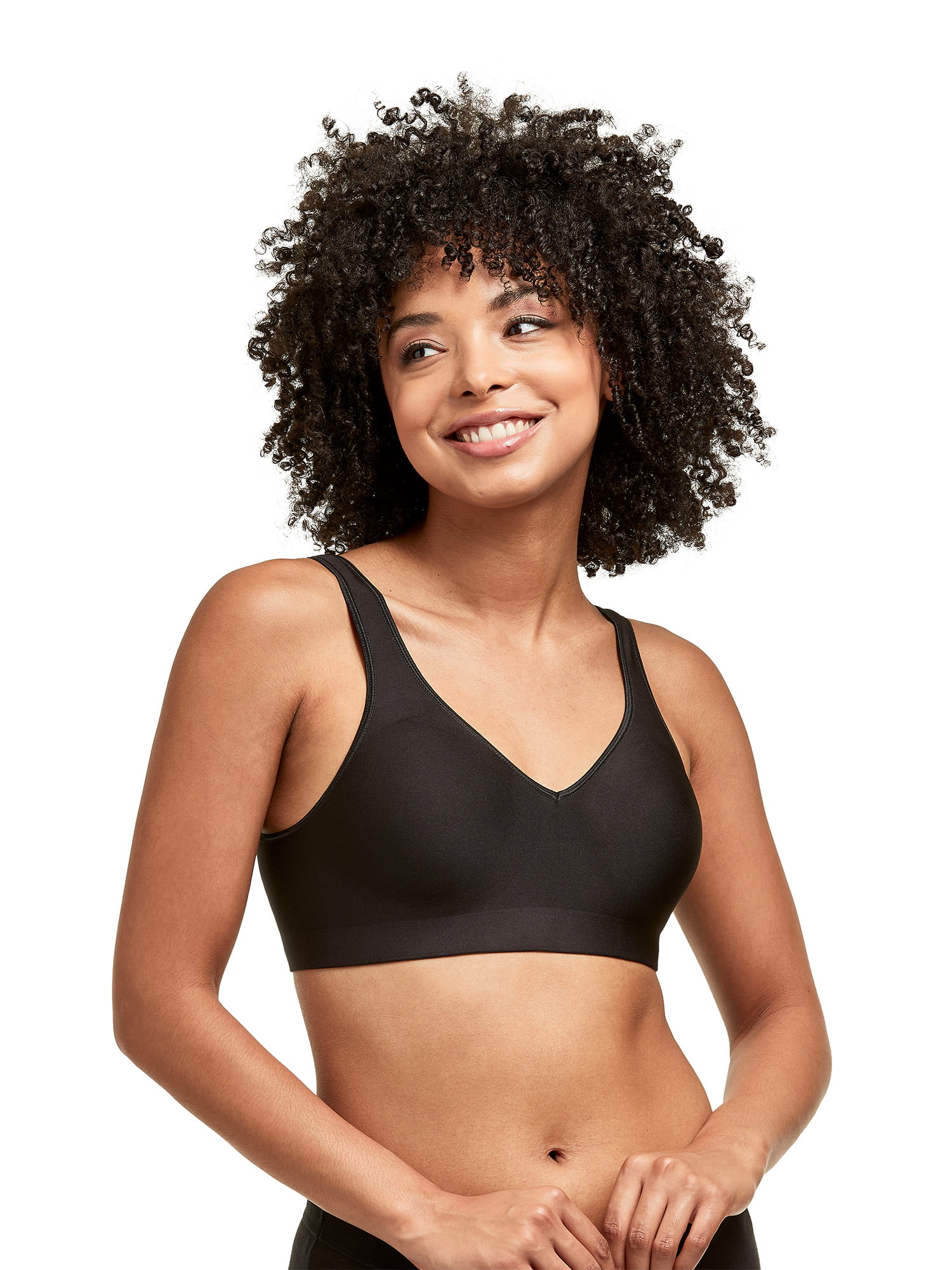 Hanes Women's Comfort Evolution Lace Wirefree Bra Tick Tock Black Size for  sale online