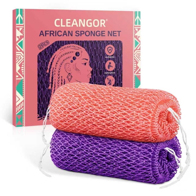 Esponja exfoliante corporal CLEANGOR African Net Sponge, 2 piezas