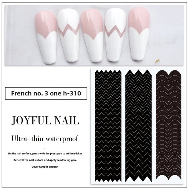Pegatinas de ayuda para el arte de uñas de estilo francés INS Trend Moon Smile Line Nail Gel V-Shape Pegatinas de uñas al por mayor para manicura