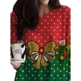 thumbnail image 3 of DYMADE Women Christmas Print Long Sleeve Crew Neck Loose T-shirt Top, 3 of 4