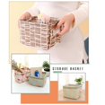 thumbnail image 2 of Light Green Cotton Linen Storage Basket for Desktop Debris Sturdy Foldable with Handles 12.5 x 8.5 x 9 inches, 2 of 3