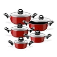 thumbnail image 1 of Cacerolas Antiadherentes con Tapa de Acero de Carbono Kingshouse, Ollas para Cocinar Hervir Guisar rojo 10, 1 of 6