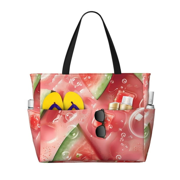 Fotbe Refreshing Watermelon Slices Bolsa de Viaje para Playa - Resistente al Agua, Bolsa Tote de Gran Capacidad y Ligera con 7 Bolsillos para Mujeres y Hombres