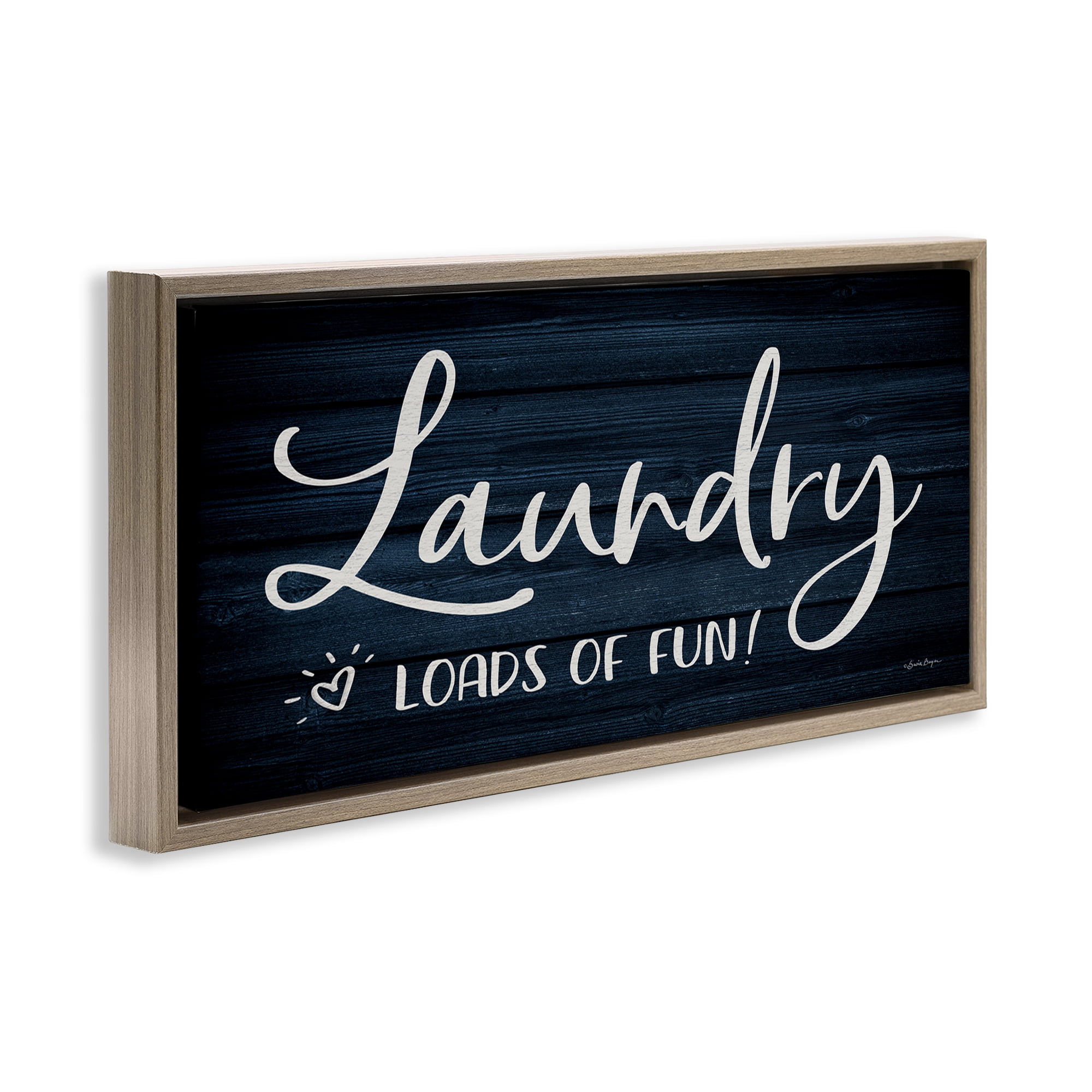 Stupell Industries Loads of Fun Laundry Typography Painting Brown Floater Framed Art Print Wall Art, 25 x 11