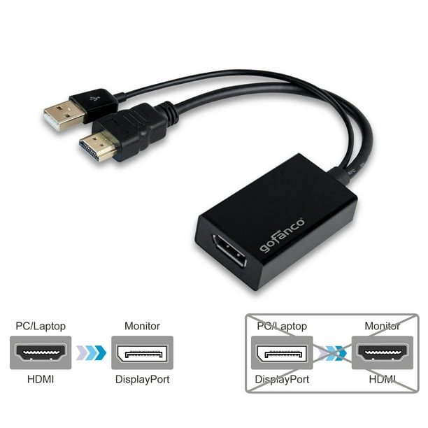 gofanco 4K x 2K HDMI to DisplayPort Converter Adapter with USB for equipped systems to connect to DisplayPort - Walmart.com