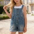 thumbnail image 2 of Tfken Girls Denim Overall Sleeveless Summer Comfy Casual Romper With Pockets Daily Wear Soft Toddler Comfortable Clothes Size 3-5 Years Blue, 2 of 6