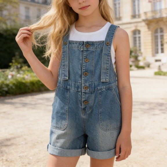 Overalls for Kids Girls Adjustable Straps Denim Overalls Sleeveless Jeans Jumpsuit Overall Shorts Boys Clothes 3-5 Years