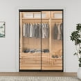 thumbnail image 2 of 48'' x 80'' Bypass Sliding Closet Door,Tempered Clear Glass & Black Aluminum Frame, Pre-assembled Door Panels for Easy Installation, 2 of 8