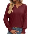 thumbnail image 2 of LEBONYARD Womens Tops Long Sleeve Fall Clearance,Women Striped Patchwork Knitted Sweater With Long Sleeved V-Neck Sweater Tops Wine XL, 2 of 6