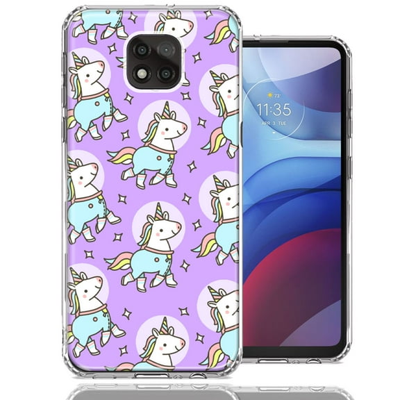 MUNDAZE For Motorola Moto G Power 2021 Cute Unicorns Purple Design Double Layer Phone Case Cover