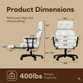 thumbnail image 4 of Solfway Big and Tall Office Chair 400LBS, High BackExecutive Desk Chair,Reclining Office Chair with Footrest, Computer Task Chair for Home Office, White, 4 of 7