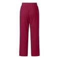 thumbnail image 5 of aohooy Women Linen Pants Beach Drawstring Elastic Waist Pants Loose Summer Casual Flowy Wide Leg Beach Trousers with Pockets 2026 Red,XXL, 5 of 8