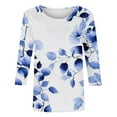 thumbnail image 5 of GaThRRgYP Womens Blouse under $10,Tops for Women Plus Size,Women's 2025 Spring/Summer Top Round Neck Top Loose and Comfortable 3/4 Sleeve Round Neck Top/Shirt Multicolor S, 5 of 5
