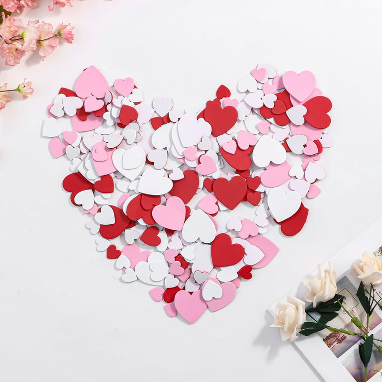 Jeashchat 5 Packs Heart Shape Foam Stickers, Self Adhesive Mini Heart Stickers for Decorating Mother's Day Gifts and Party, Wedding Valentines