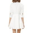 thumbnail image 4 of INSPIRE CHIC Women's Shirt Dress 3/4 Sleeve Button Down Mini Dresses S White, 4 of 9