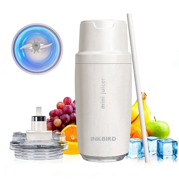 Monther's Day Gifts Inkbird Portable Blender with Insulated Stainless Steel Water Bottle ,10.8oz,White,Insulated, Water Bottle,Cordless