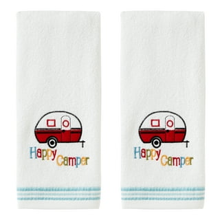 Design Imports DII Happy Camper How We Roll Dish Towels - Set of 2 - Camper  Embellished - Campsite Printed 