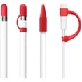 thumbnail image 1 of LinQingQ [4-Pack] Silicone Protective Accessories for Apple Pencil 1st Generation, Includes 1 Apple Pencil Cap Replacements, Apple Pencil Cap Holder, Apple Pencil Tip Cover, Adapter Tether - Red, 1 of 1