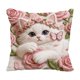 thumbnail image 2 of CaiYueKe Cute Cat Embroidery Pillow Cover - Flocked Velvet Decorative Throw Cushion Sofa Bedroom Living Room Accent Pillowcase, Faux Embroidery Animal Pattern Home Decor Gift for Women, 2 of 7