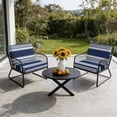 thumbnail image 6 of Outdoor Patio Cushion Covers 4 Pack Navy Sage Striped Patio Chair Cushion Covers with Ties and Zipper Classic Farmhouse Stripes Waterproof Outdoor Seat Cushion Covers for Patio Furniture 22"x22", 6 of 9