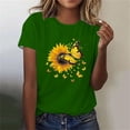 thumbnail image 2 of HAPIMO Women' Plus Size Fashion Clothes Flower Graphic Bsaic Tees Crew Neck Tees Summer Tops for Women Elegant Blouses Casual Loose Dressy Tunic Green S, 2 of 4
