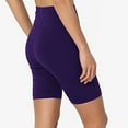 thumbnail image 3 of Pxiakgy Biker Shorts for Women High Waisted Tummy Control Workout Yoga Running Athletic Shorts Gym Tennis Shorts Sport Yoga Solid Mid Thigh Stretch Cotton High Waist Short Leggings Purple M, 3 of 4