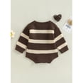 thumbnail image 4 of Bagilaanoe Newborn Baby Girl Boy Knit Romper Sweatshirt Long Sleeve Bodysuit Striped Pullover 3M 6M 12M 18M 24M Infant Casual Tee Tops, 4 of 9